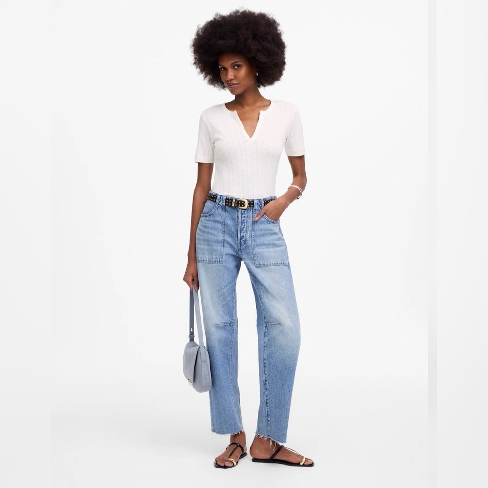 Madewell The Darted Barrel-Leg Jean Light Blue Riverbend Wash. Size 23. Worn 1x!